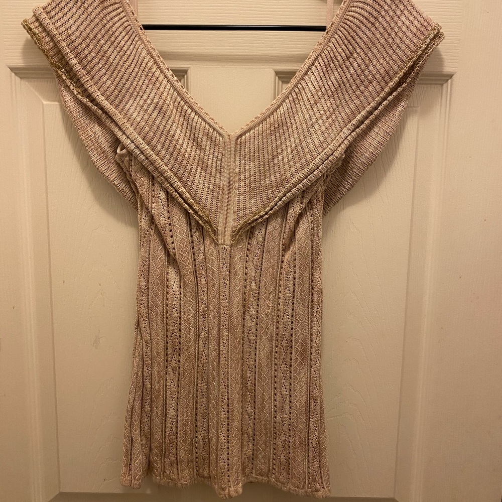 Tan/gold sexy V neck sweater shirt